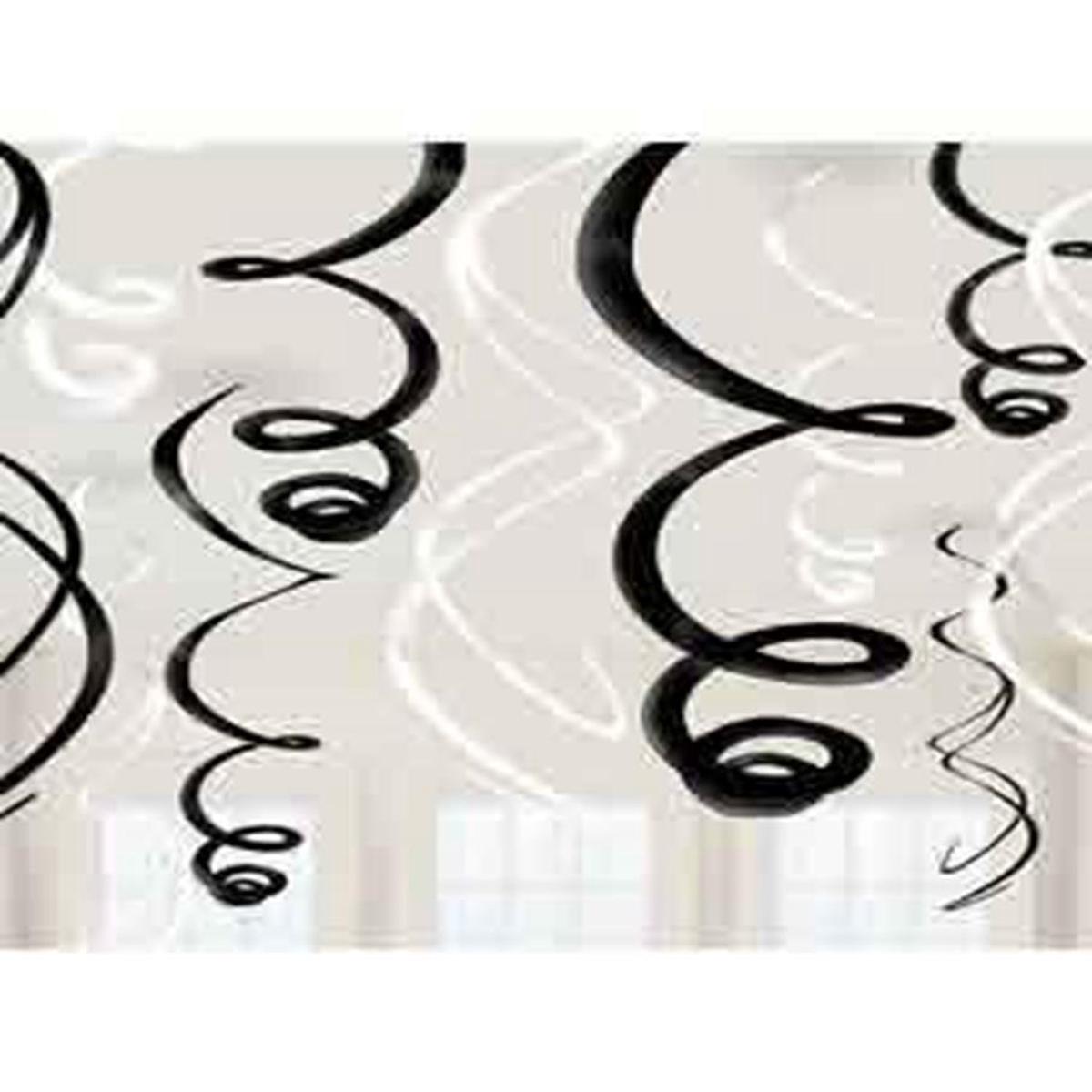 Deco Swirl Black White 22 in