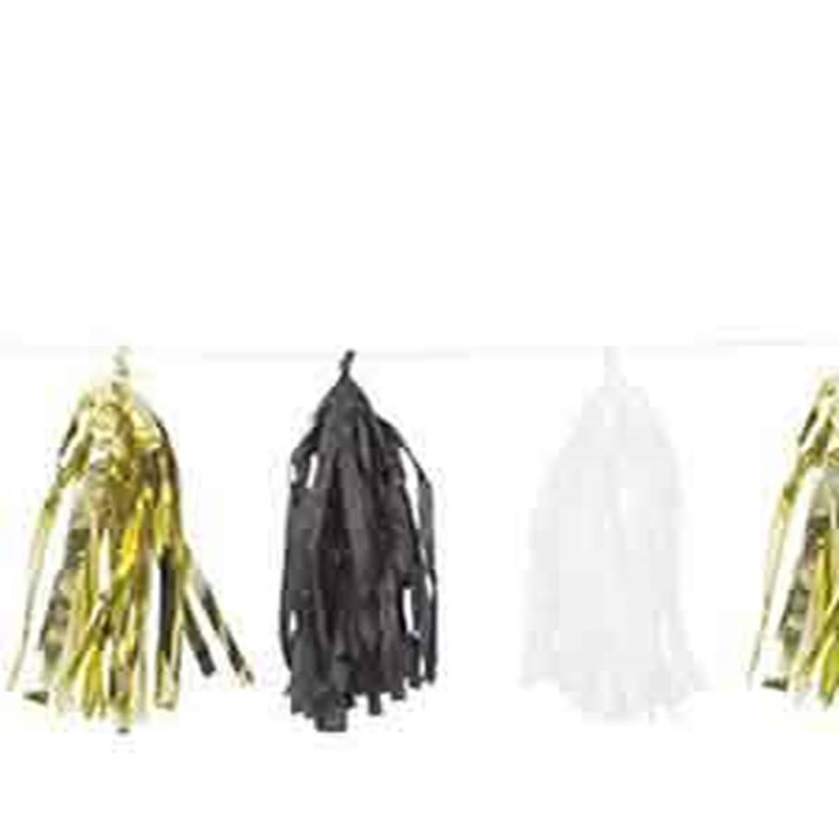 Gold Black and White Tissue Tassel Garland 9ft