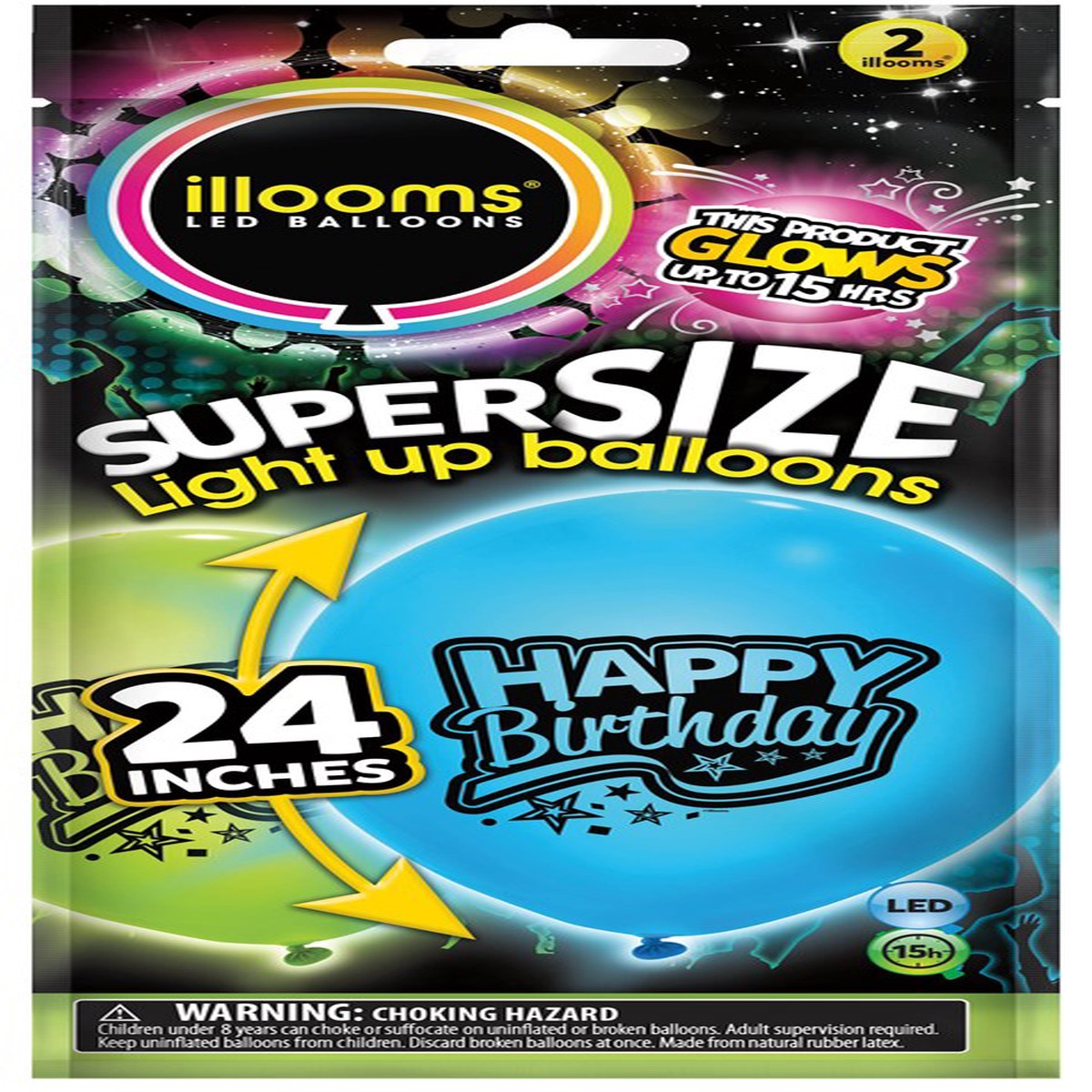 LED Balloon 24in 2ct – Blue Green Bday