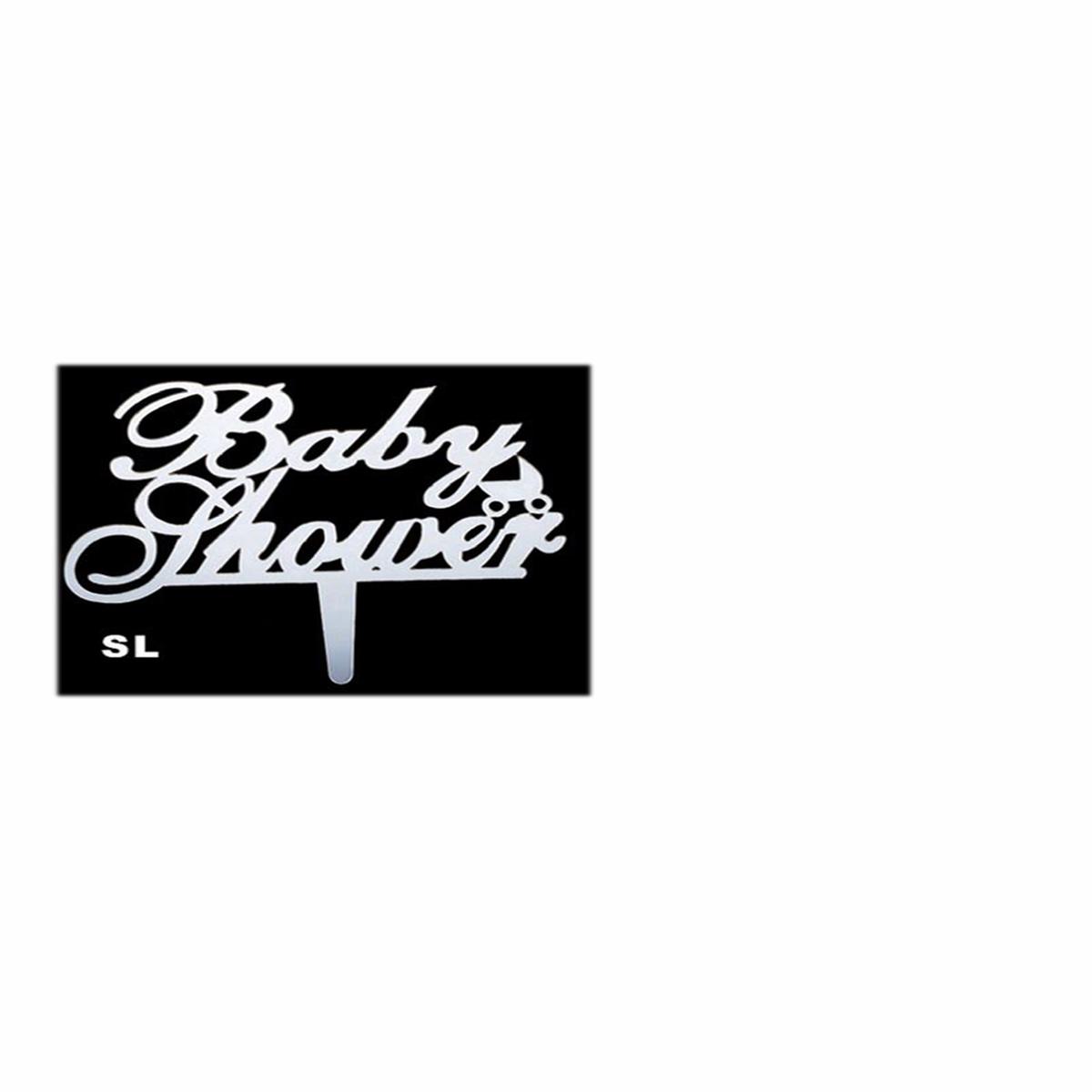 Mirror Acrylic Silver Cake Topper Baby Shower