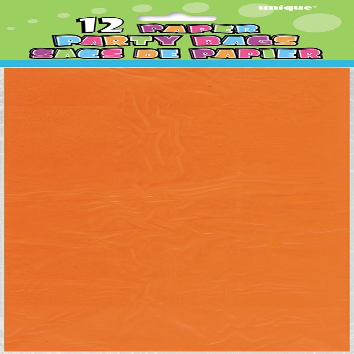 Orange Paper Party Bag 12ct
