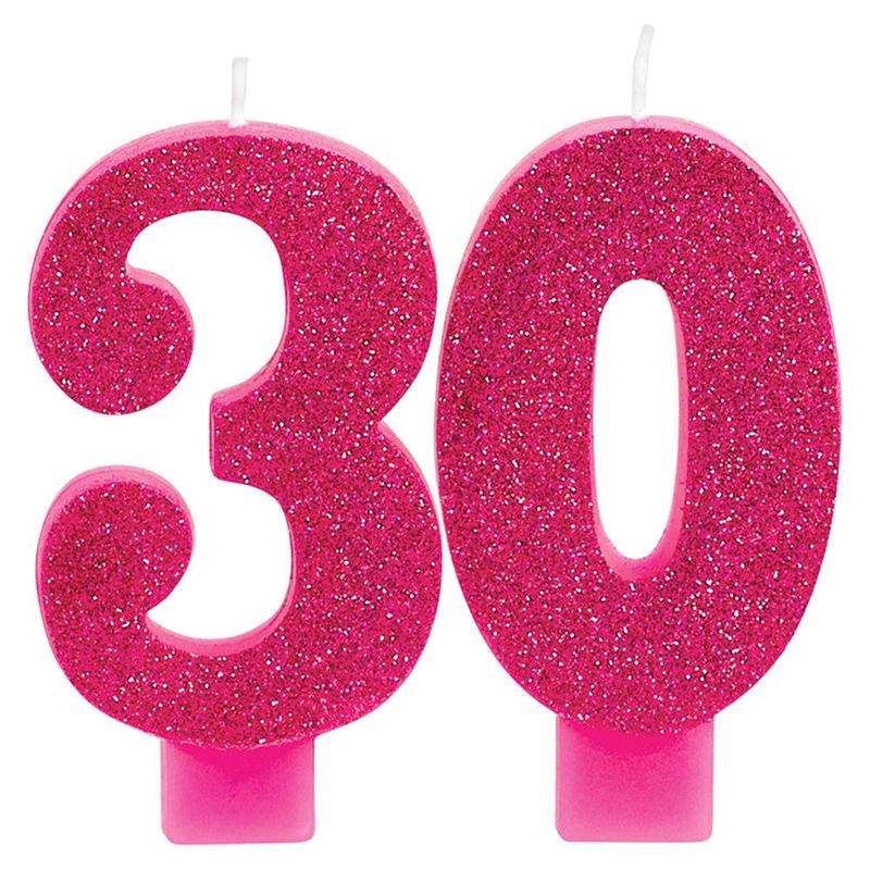 Pink-Gold 30 Numeral Candle 2ct