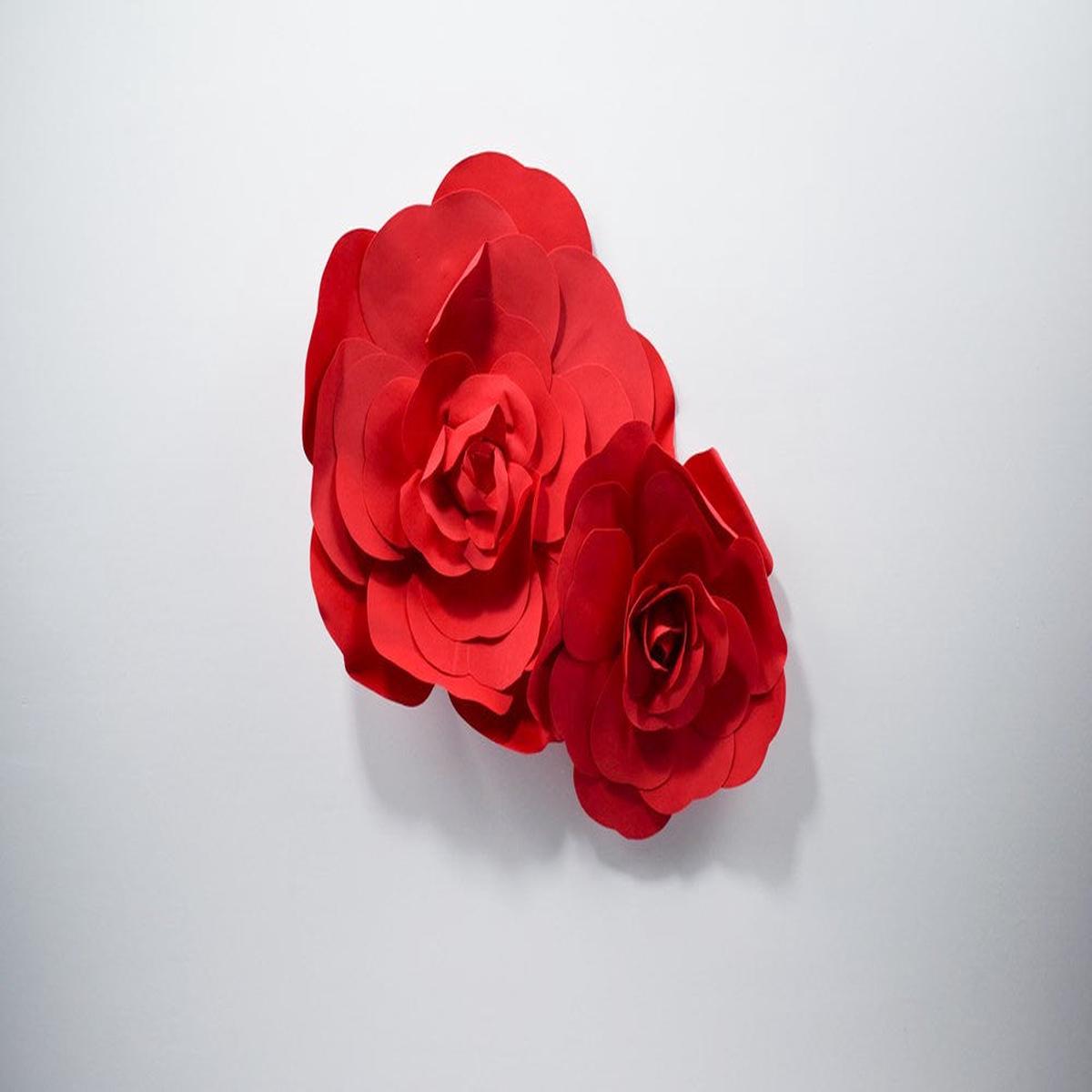 12in and 16in Decorative Wall Flowers-2pc/Set – Red