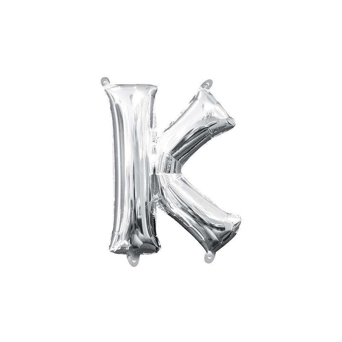 Balloon Air Filled Letter K Silver 16 inch 1ct