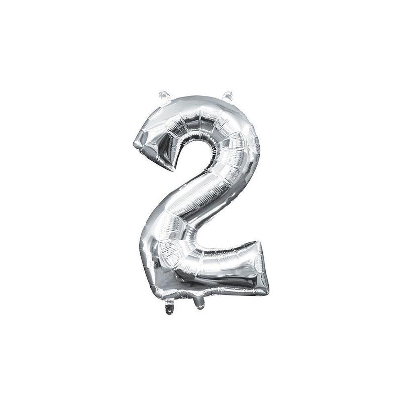 Balloon Air Filled Number 2 Silver 16 inch 1ct