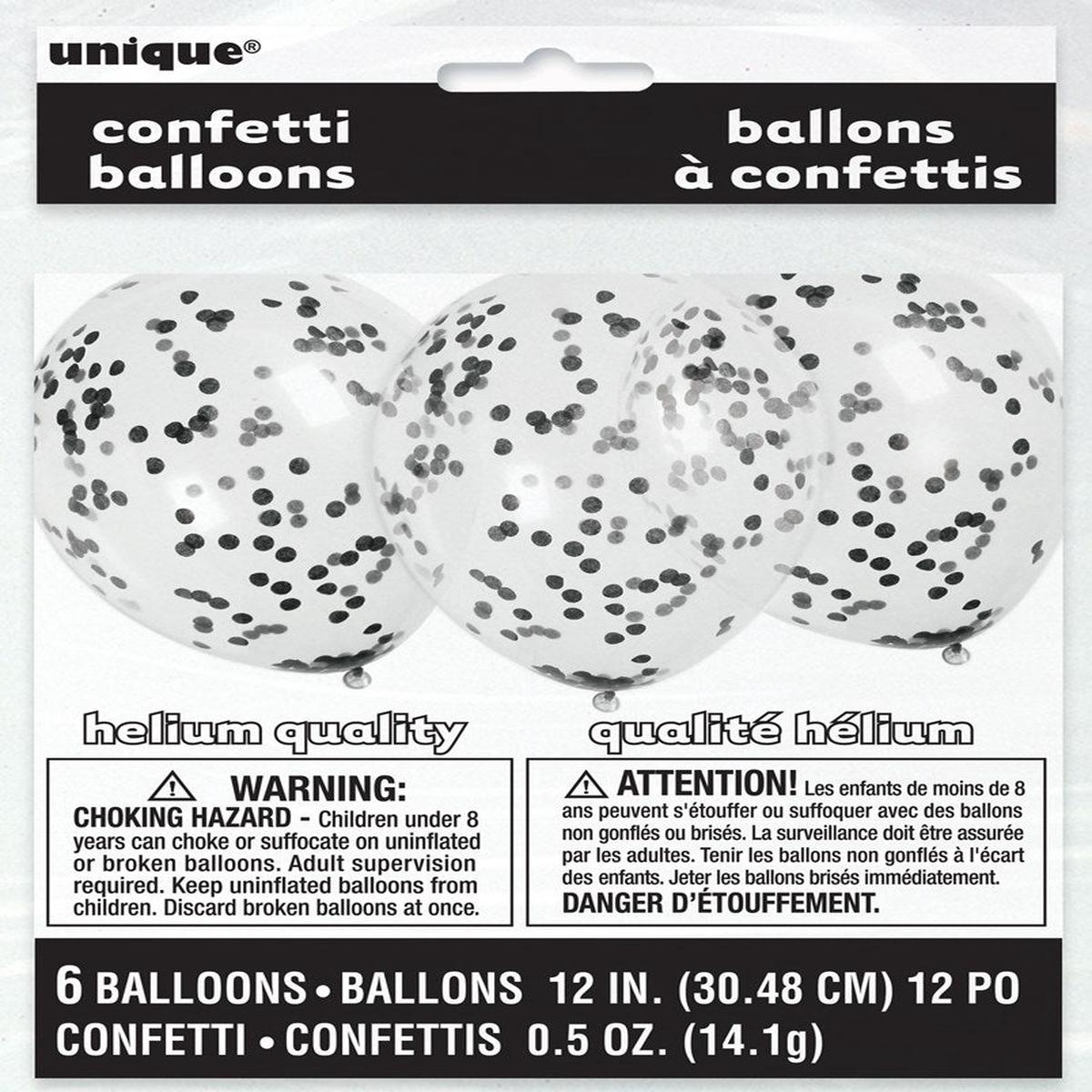 Confetti Balloon 12in 6ct – Black