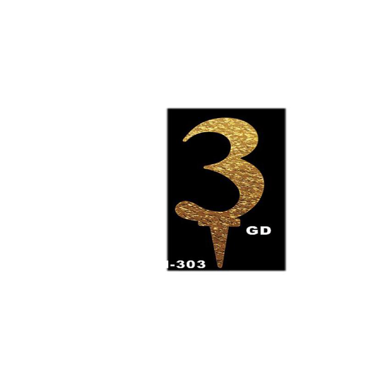 Mirror Acrylic Cake Topper no 3 Gold
