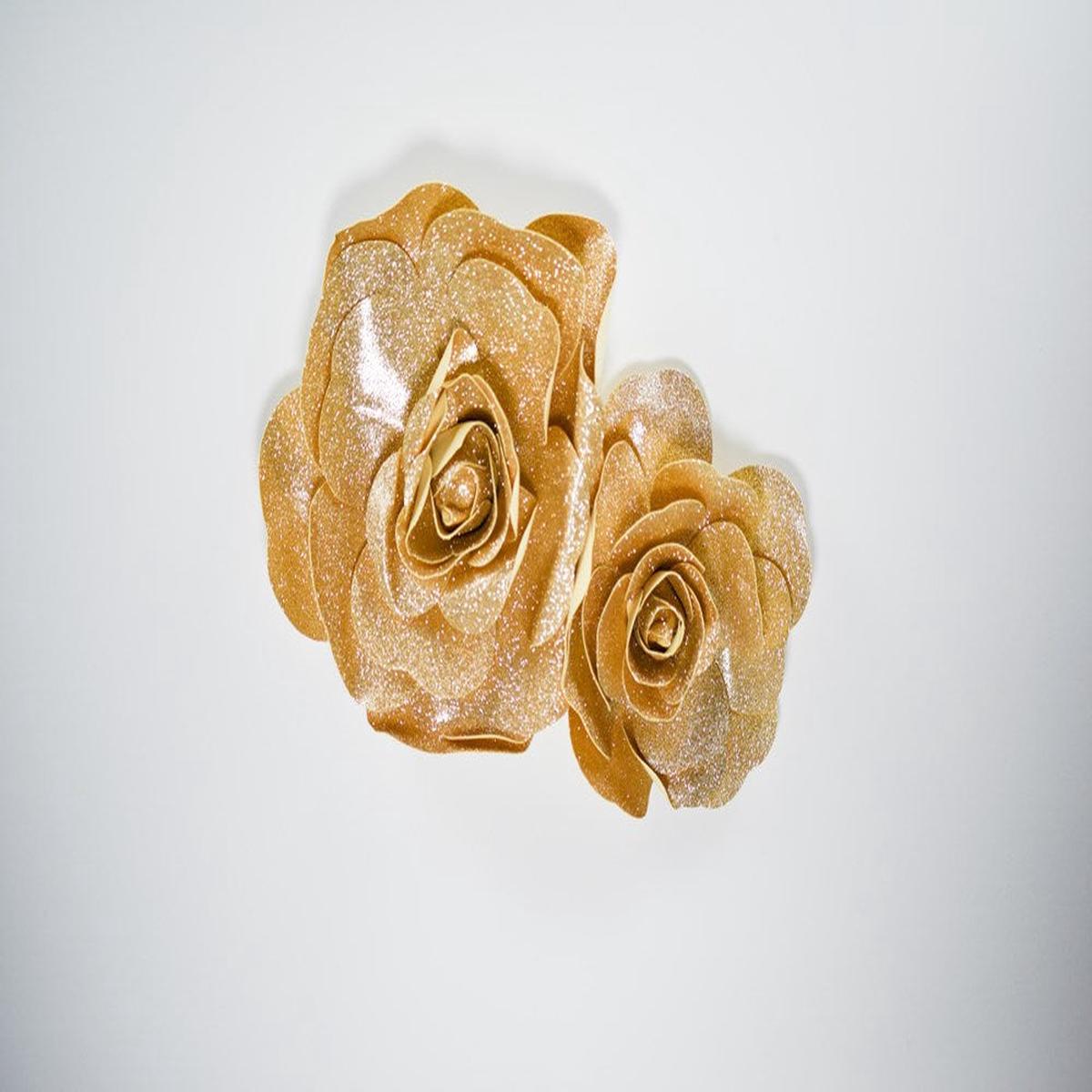 12in and 16in Decorative Metallic Wall Flowers-2pc/Set – Champagne