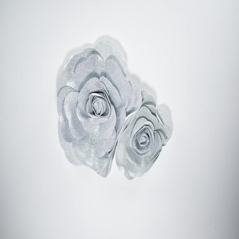 12in and 16in Decorative Metallic Wall Flowers-2pc/Set – Silver