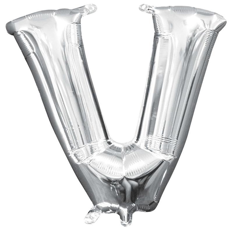 Balloon Air Filled Letter V Silver 16 inch 1ct