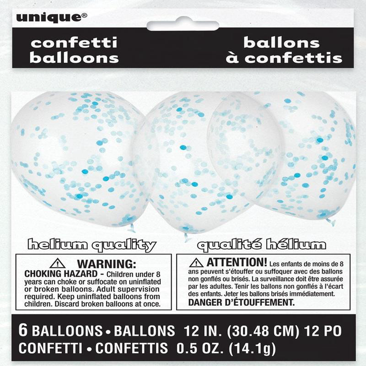 Confetti Balloon 12in 6ct 8211 Powder Blue DISCONTINUED
