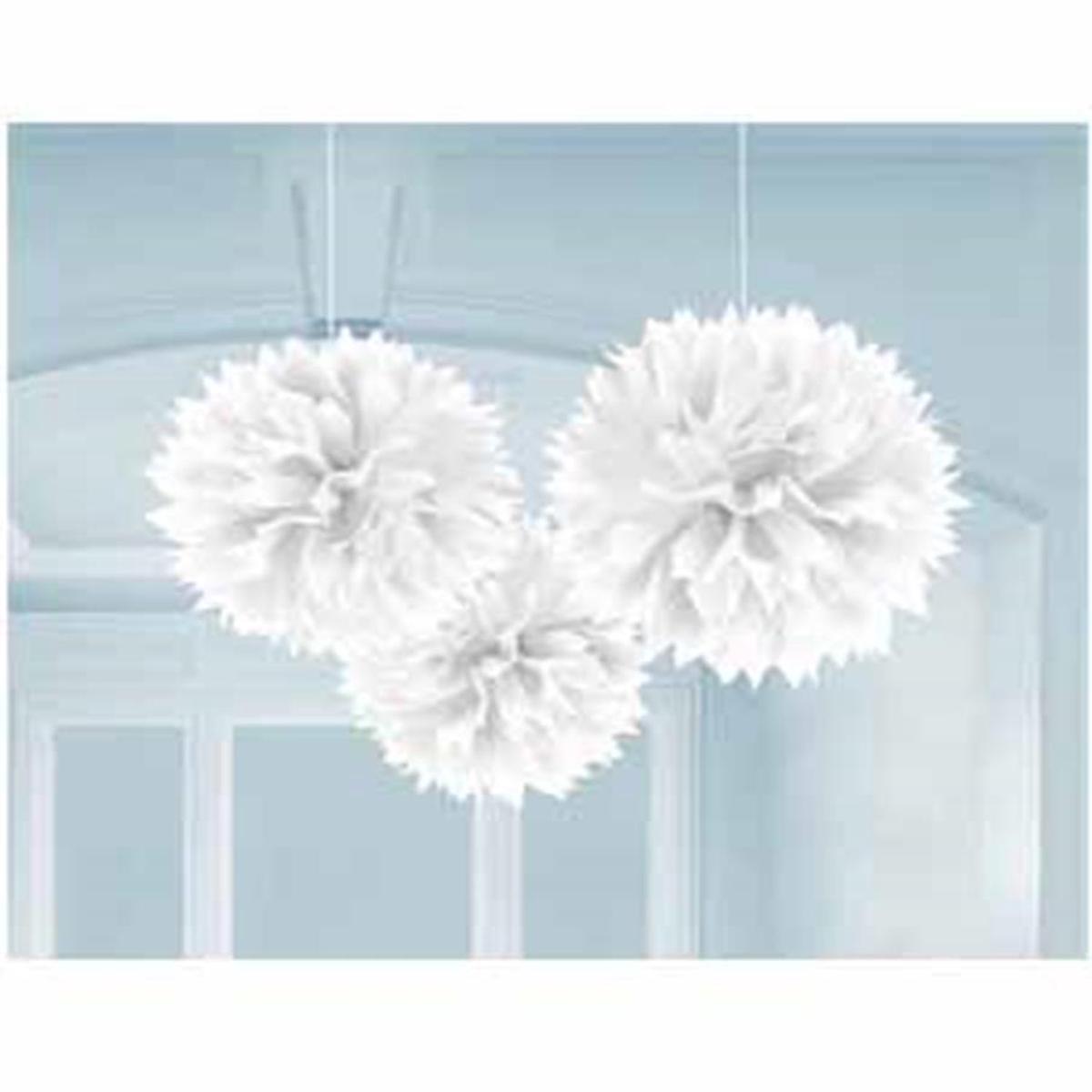 Fluffy Decoration White 16in 3ct