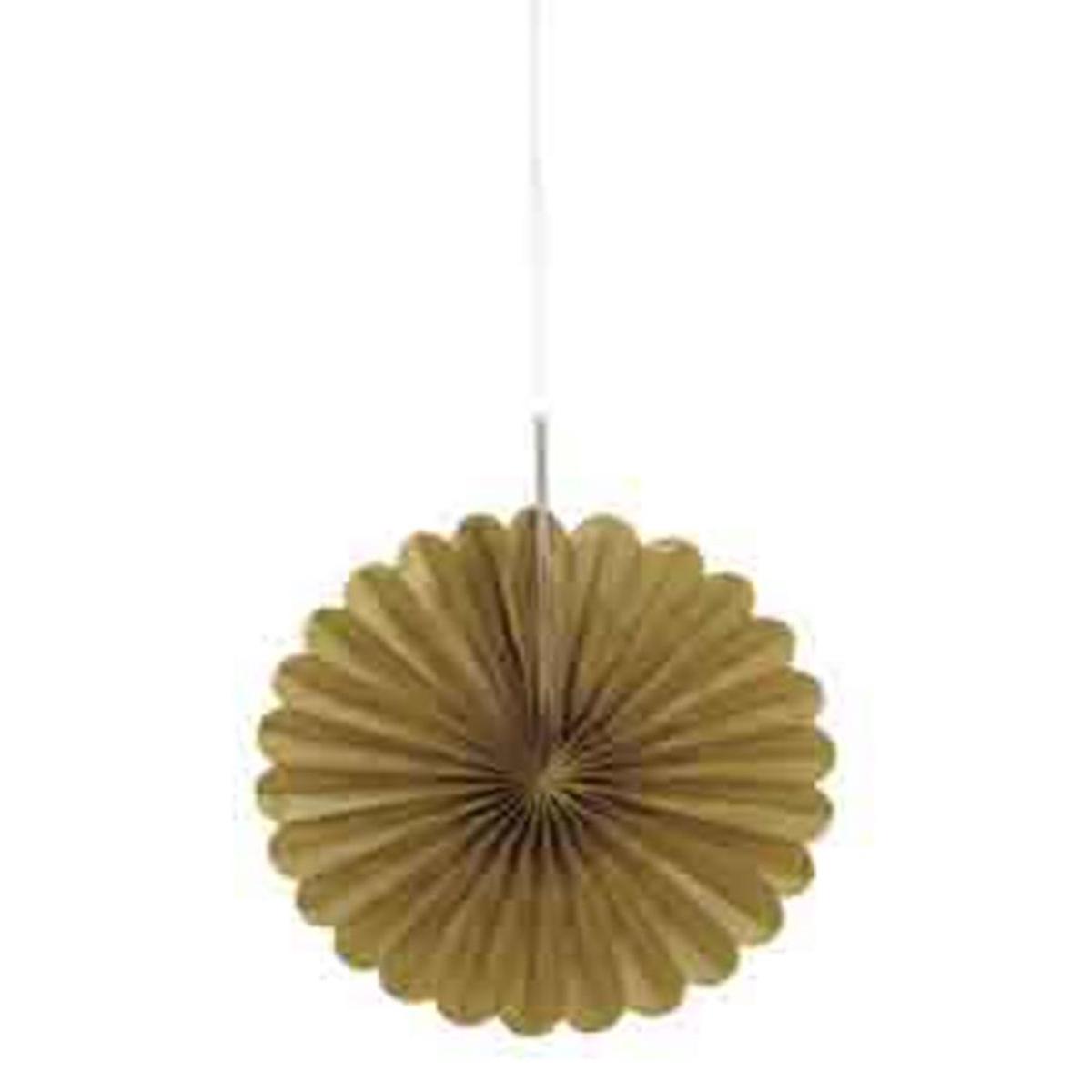 Gold Solid 6  Tissue Paper Fans, 3ct