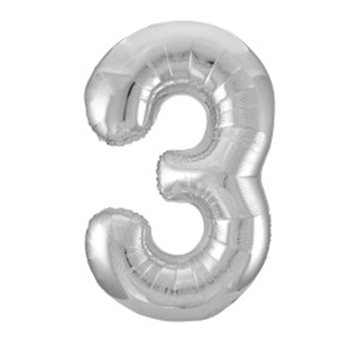Jumbo Foil Number Balloon 34 inch Silver 3