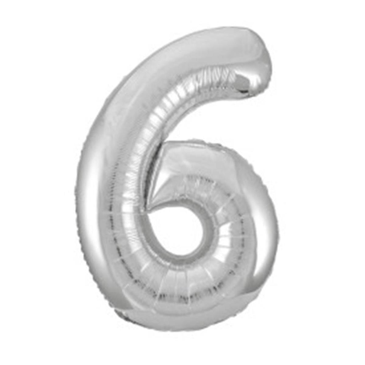 Jumbo Foil Number Balloon 34 inch Silver 6