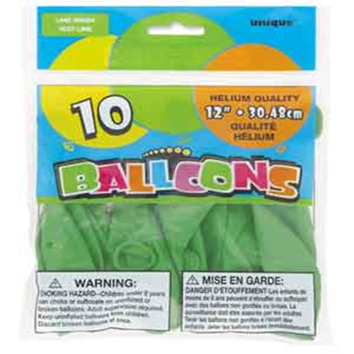 Lime Green 12 inch Latex Balloons 10ct