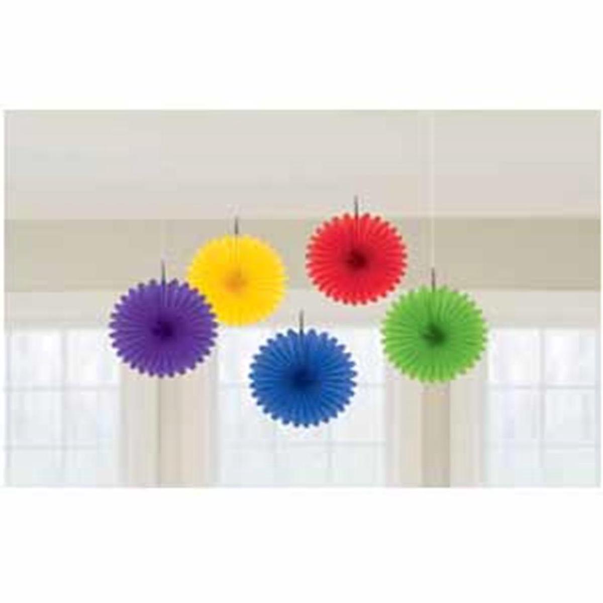 Mini Hanging Fan Deco Rainbow 5ct