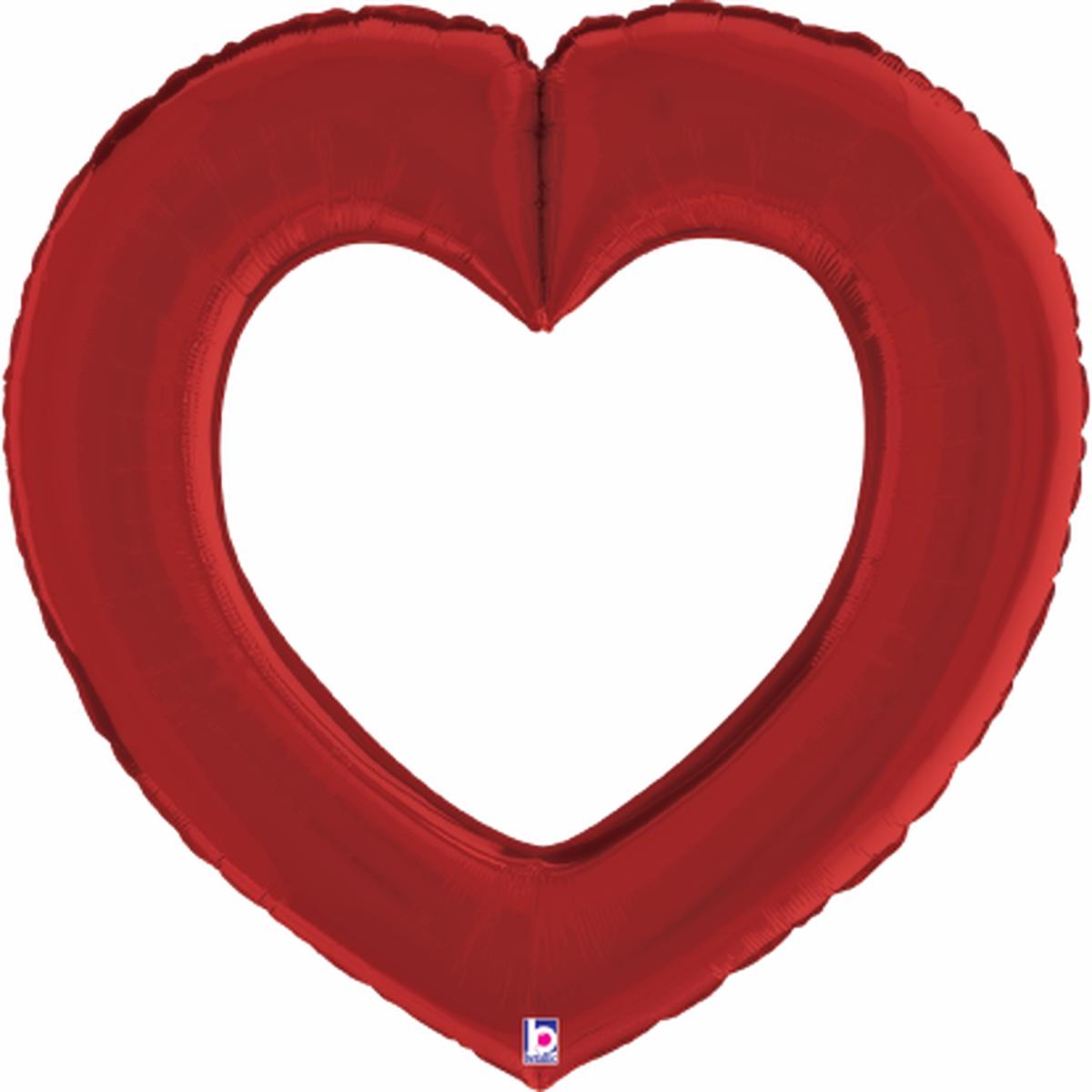 Betallic Linking Heart Satin Red 32 inch Shaped Foil Balloon Packaged 1ct