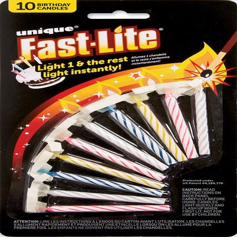 Fast Lite Birthday Candle 10ct