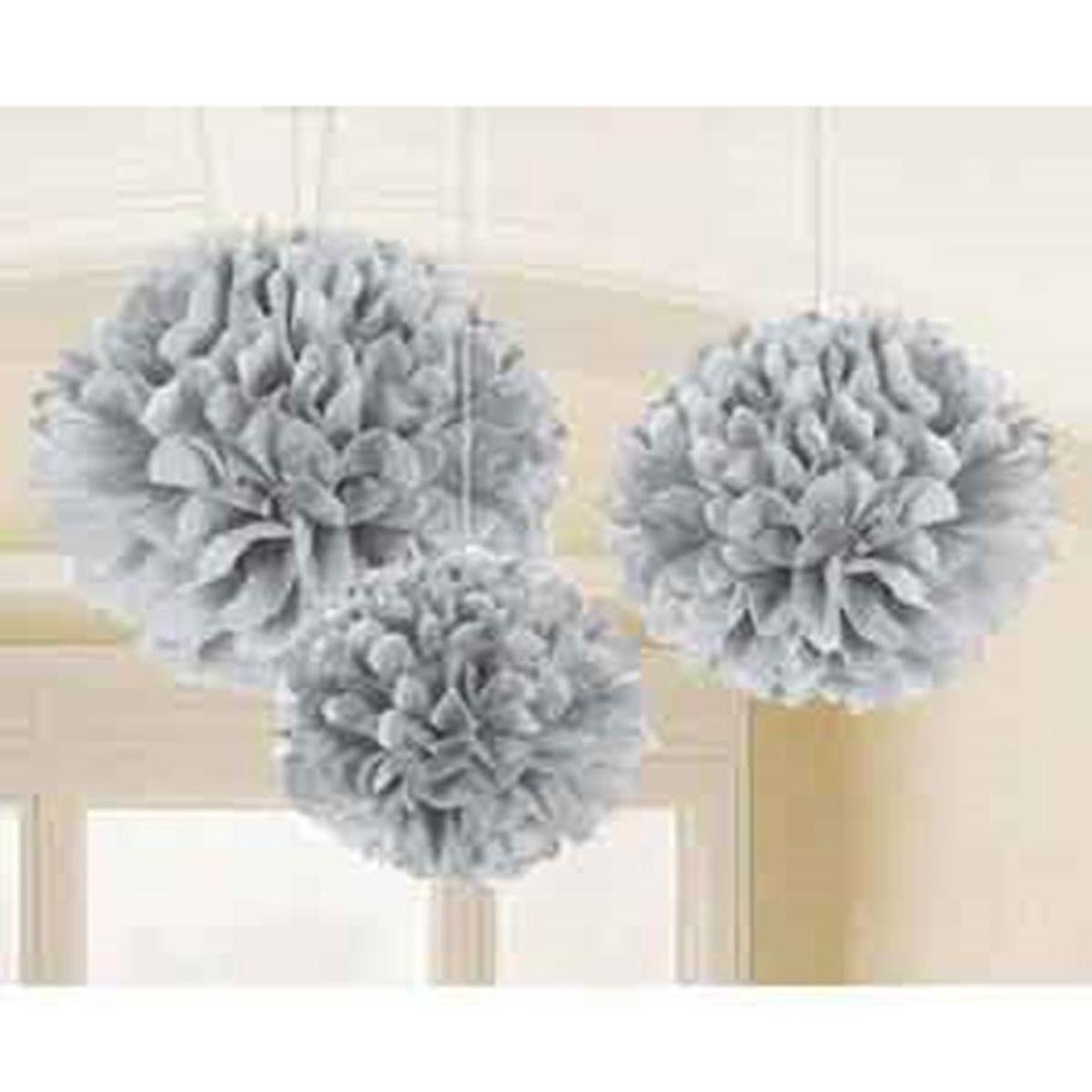 Fluffy Deco Silver Assorted Size