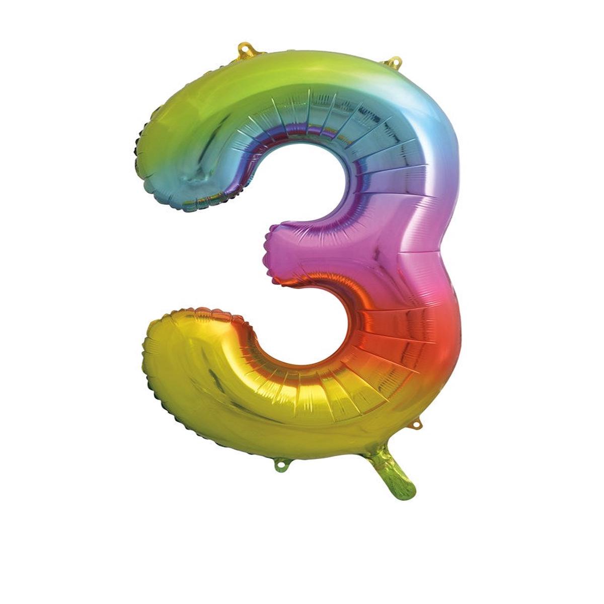 Jumbo Foil Number Balloon 34in Rainbow – 3