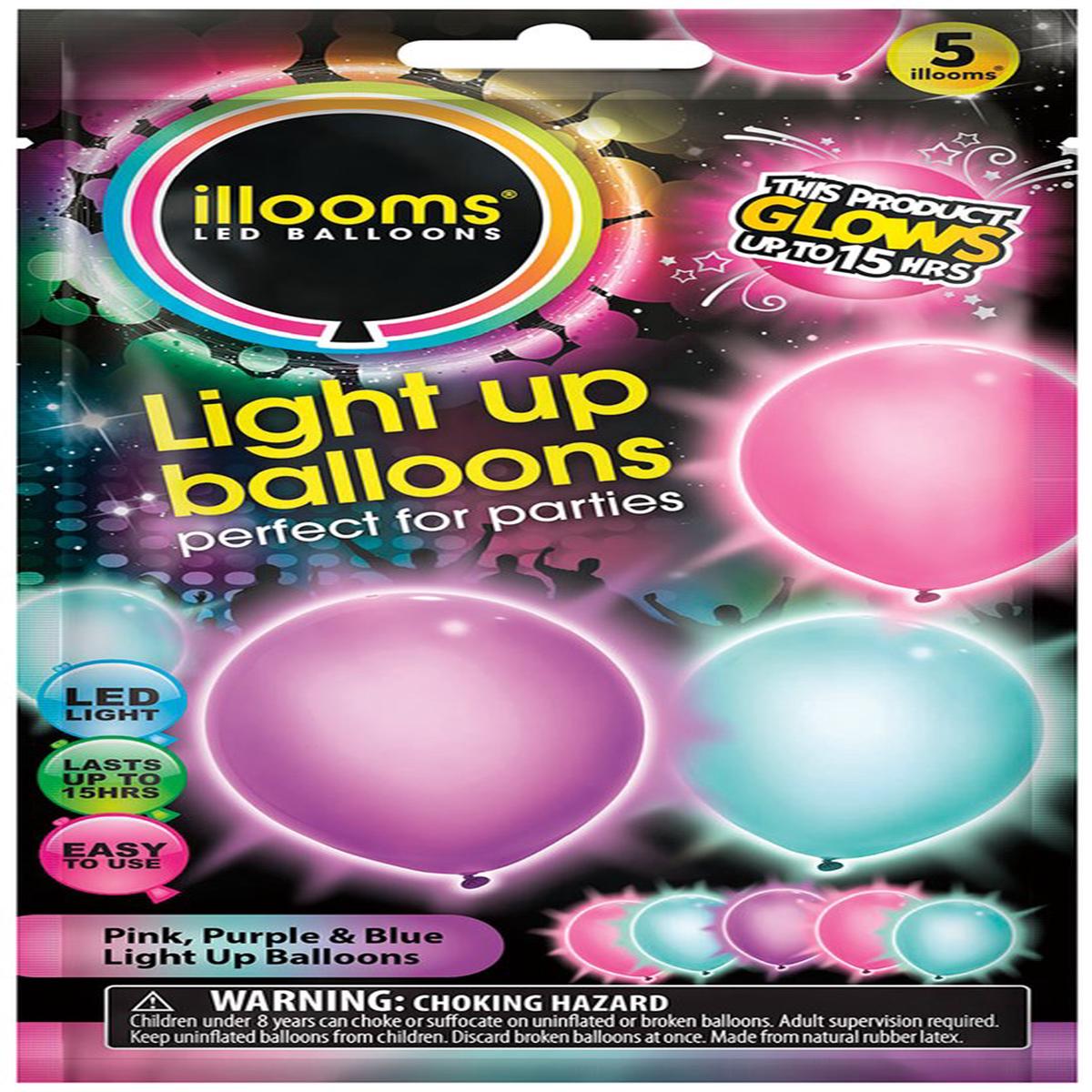 LED Balloon 5ct – Light Blue-Pink -Purple