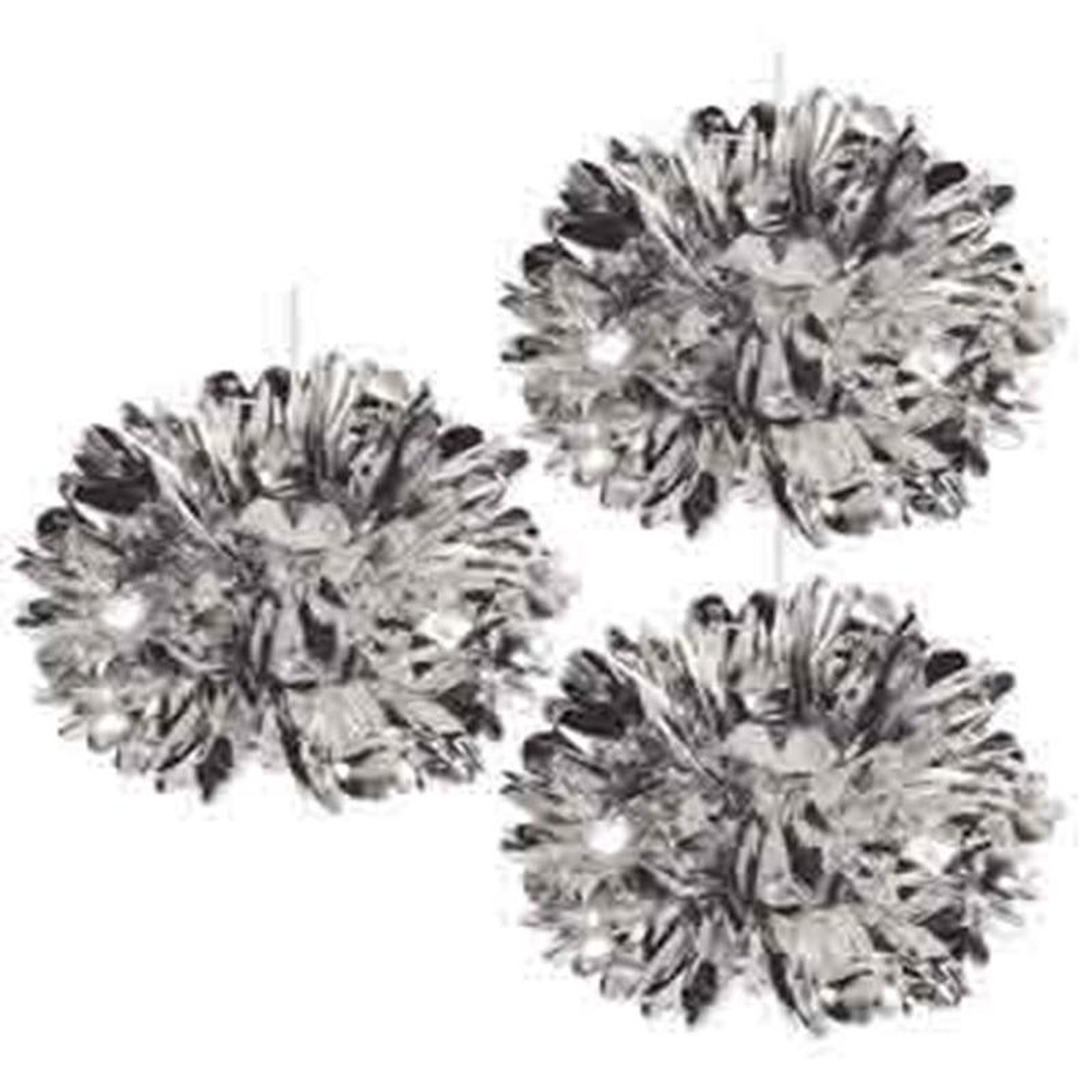 Metallic Fluff Balls 8211 Silver