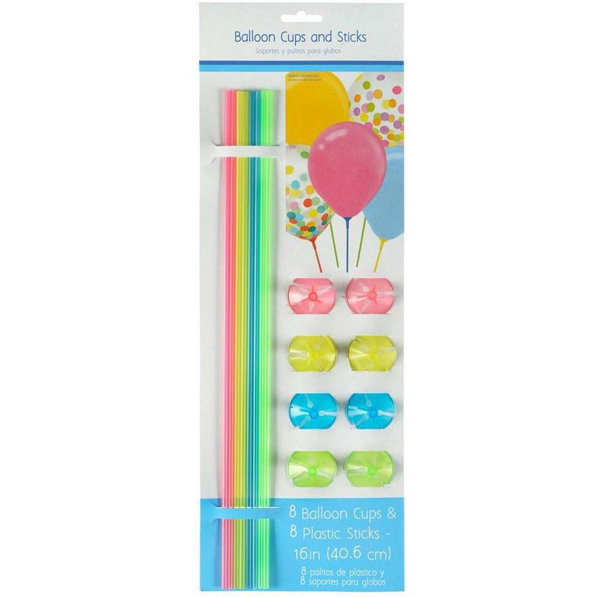 Assorted Balloon Cup and Stick 8ct