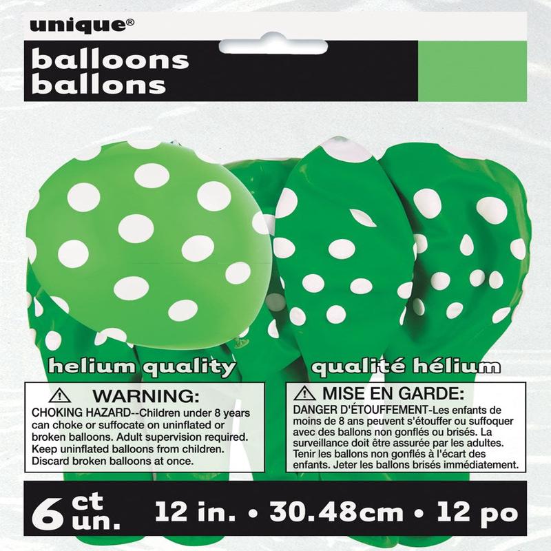 Balloon 12in – Lime Green Dots 6ct