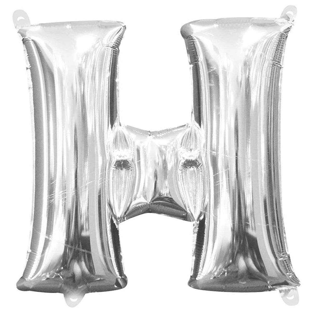 Balloon Air Filled Letter H Silver 16 inch 1ct