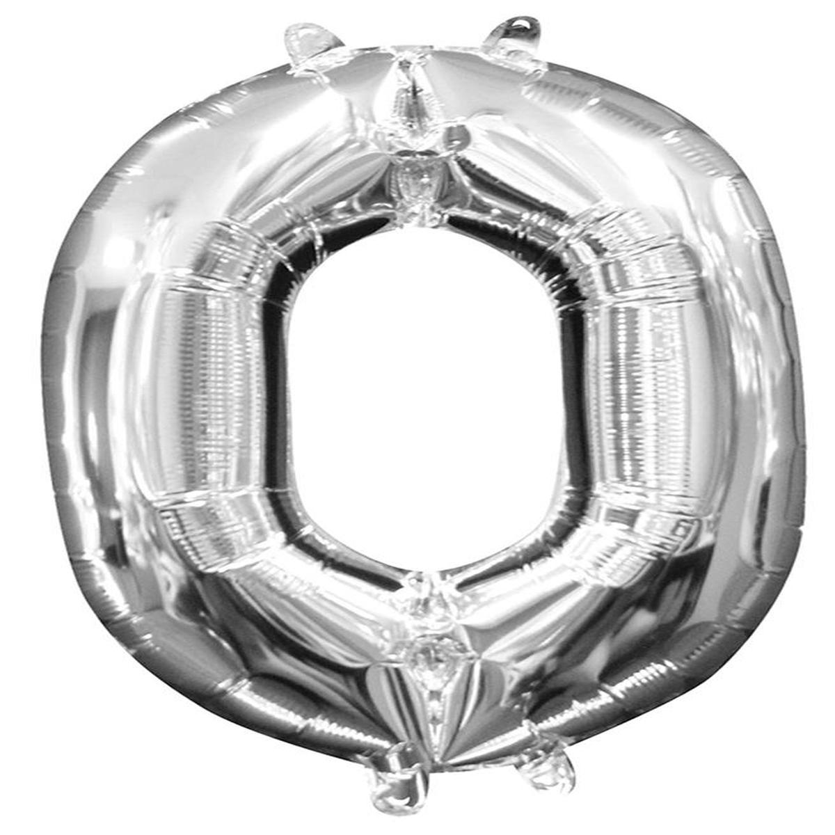 Balloon Air Filled Number 0 Silver 16 inch 1ct