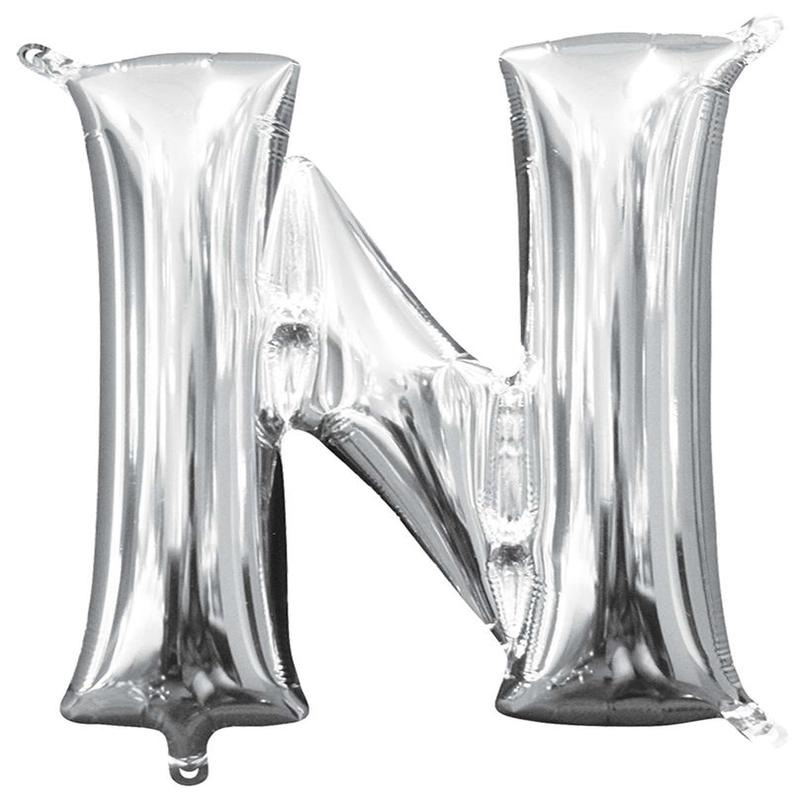 Balloon Letter N Silver 16 inch 1ct
