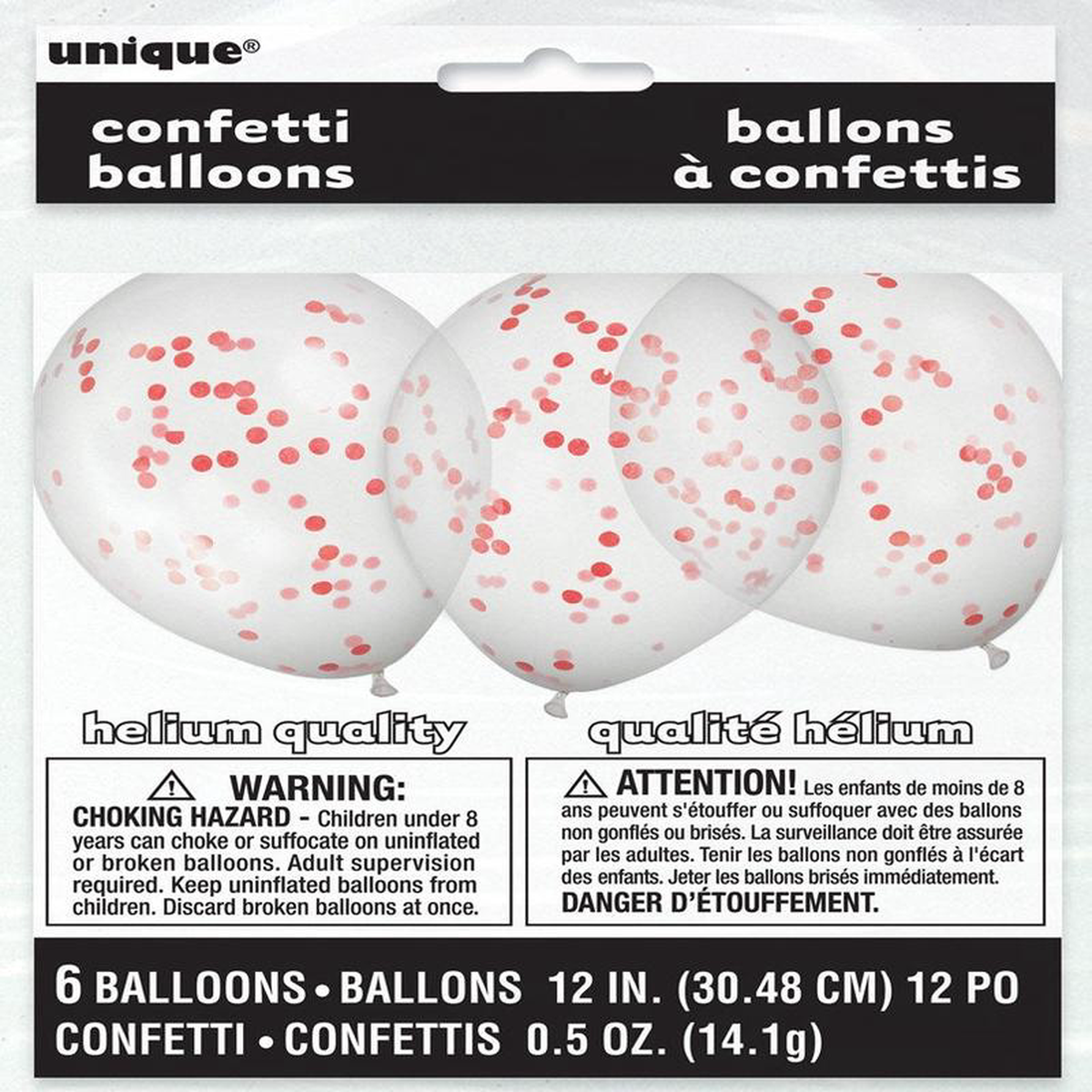 Confetti Balloon 12in 6ct 8211 Red