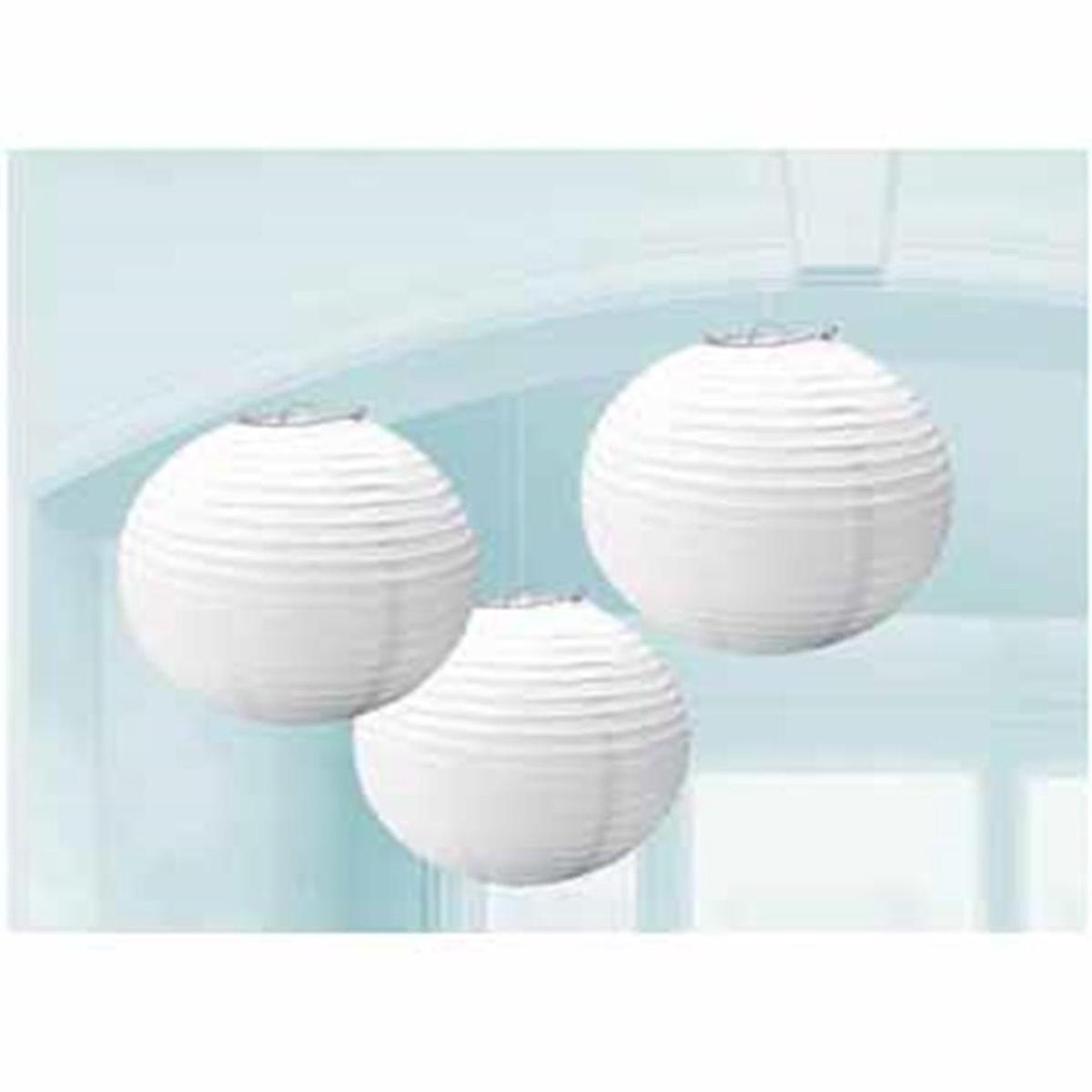 Frosty White Round Paper Lanterns 3ct