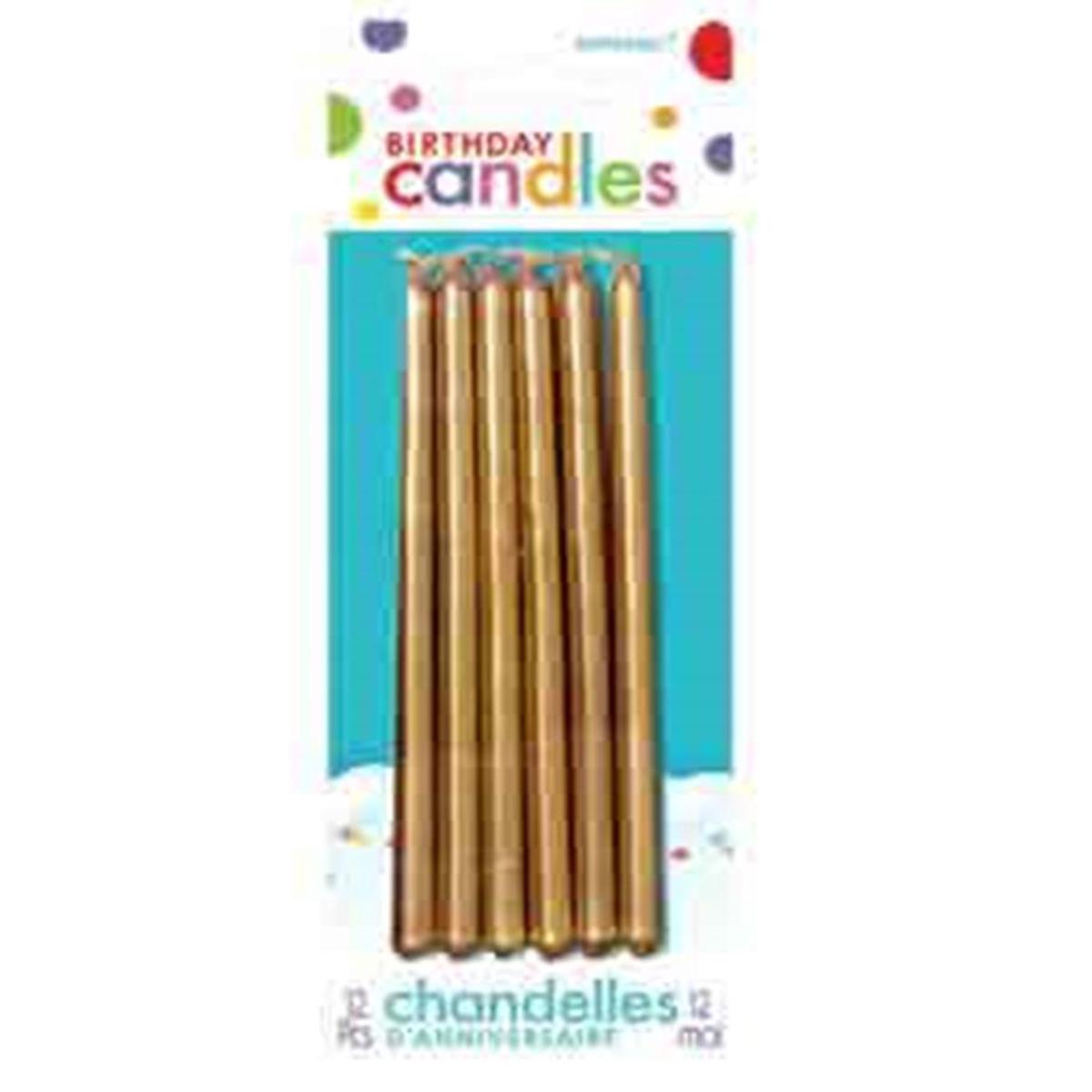 Gold Mini Taper Candles 12ct