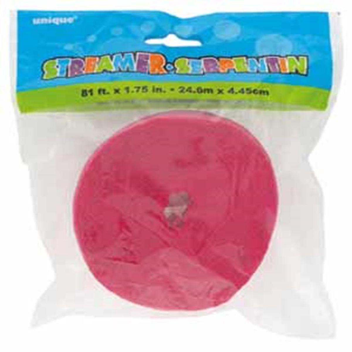 Hot Pink Crepe Streamer, 81 feet