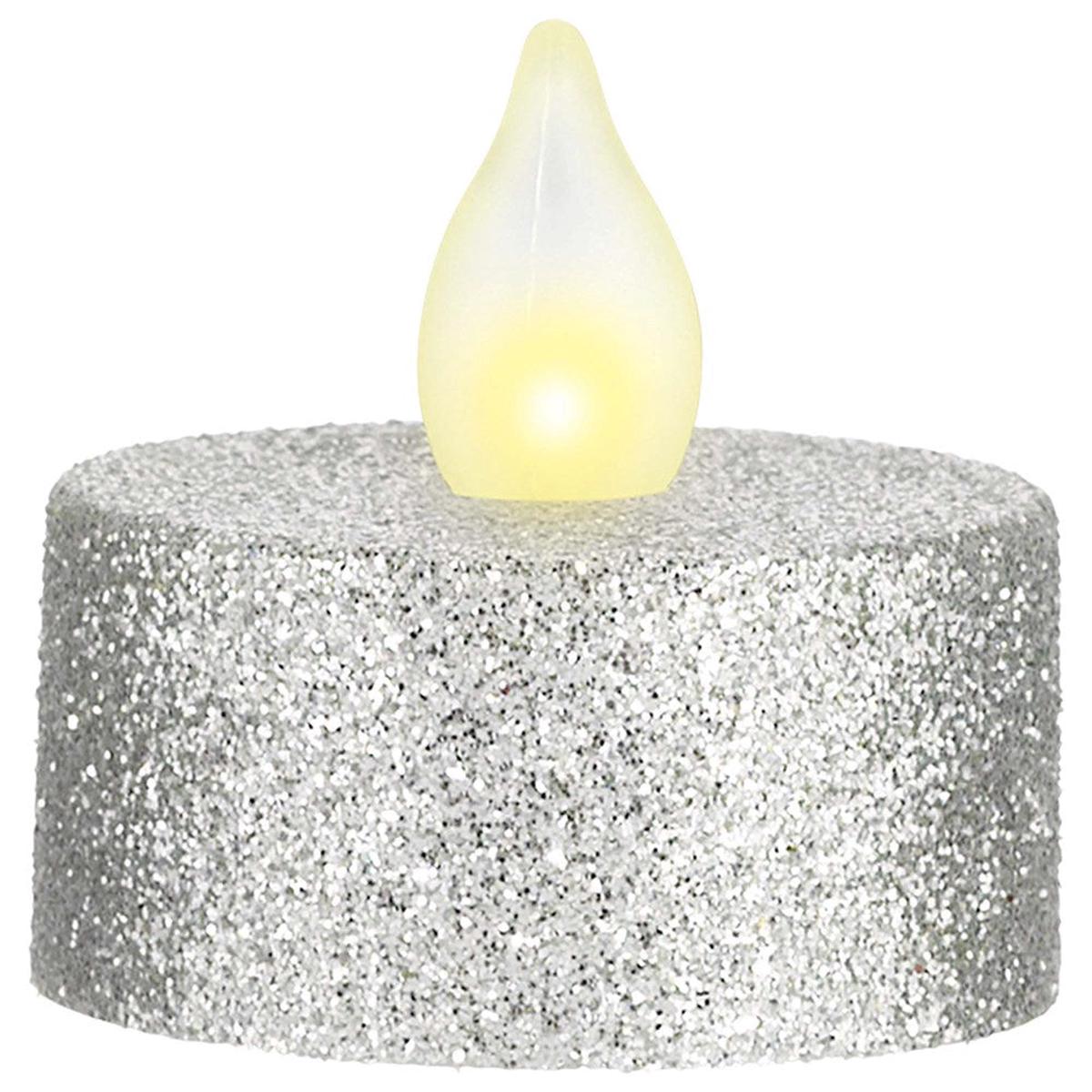 LED Tealights Silver Glitter 10 ct