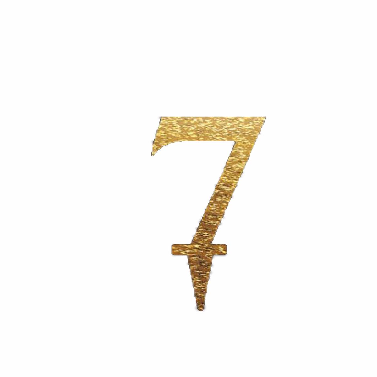 Mirror Acrylic Cake Topper No 7 – Gold