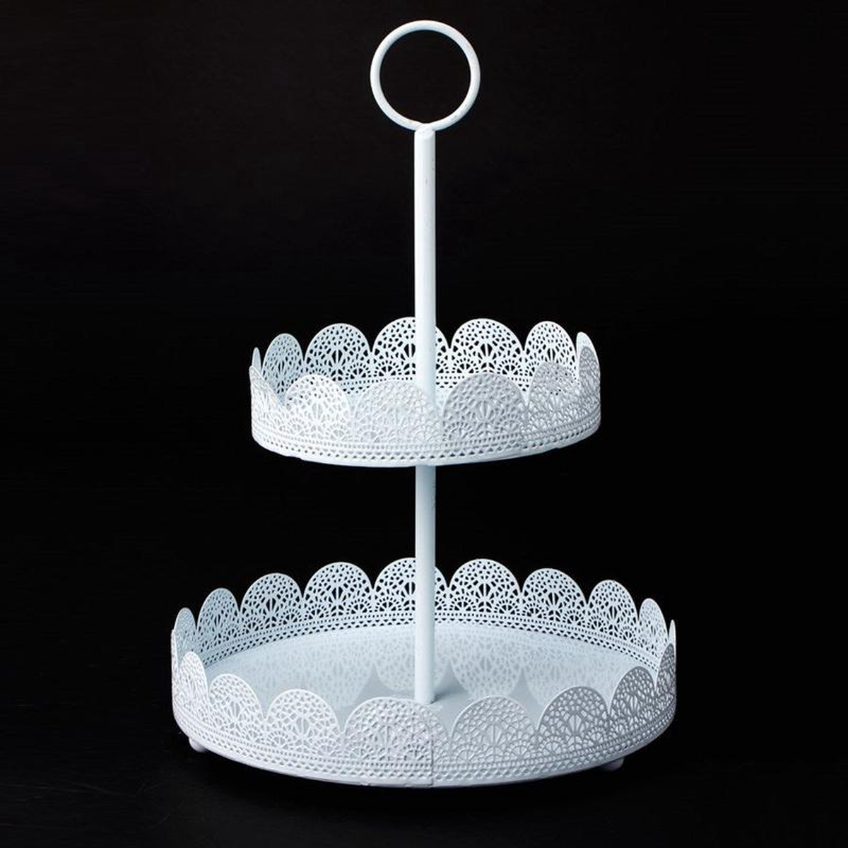 Two Tier Eyelet Treat Stand 135in 8211 White