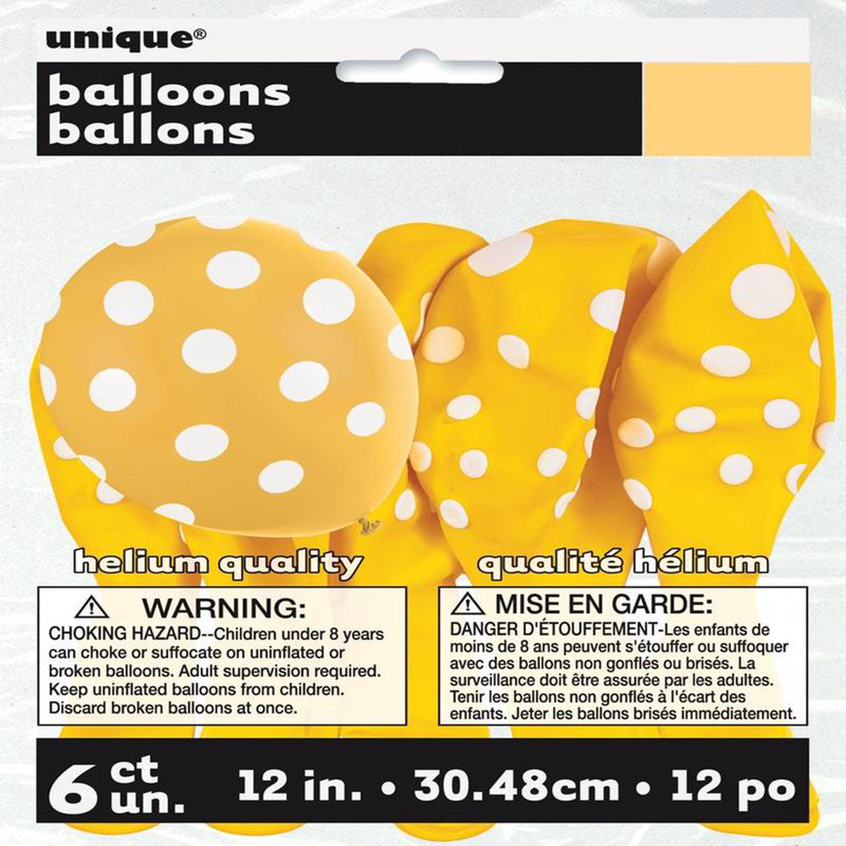 Balloon 12in 8211 Yellow Dots 6ct