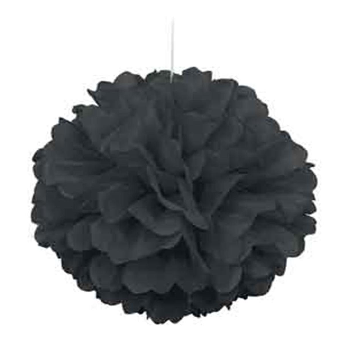 Black Solid 16″ Hanging Tissue Pom Pom