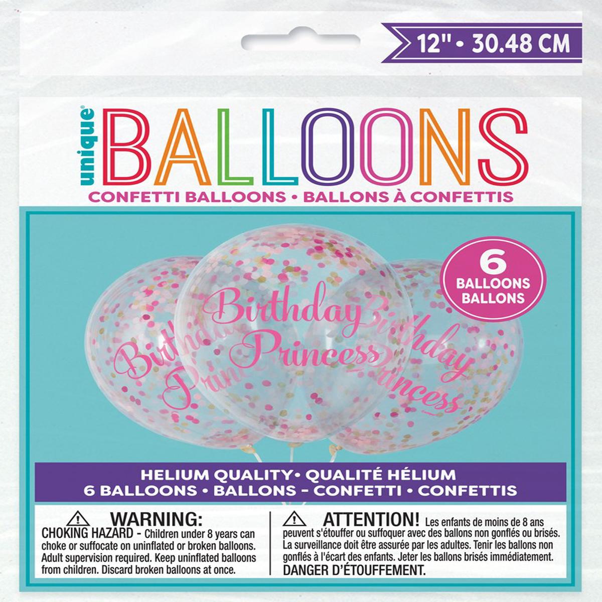 Confetti Balloon Clear 6ct – Pink