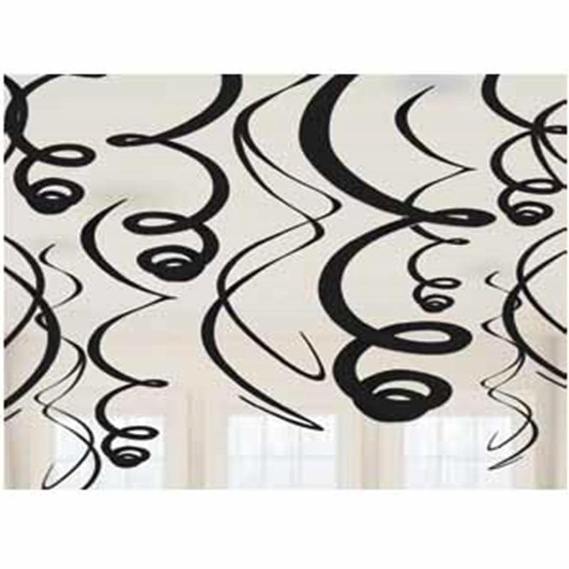Swirl Decoration Jet Black 12ct