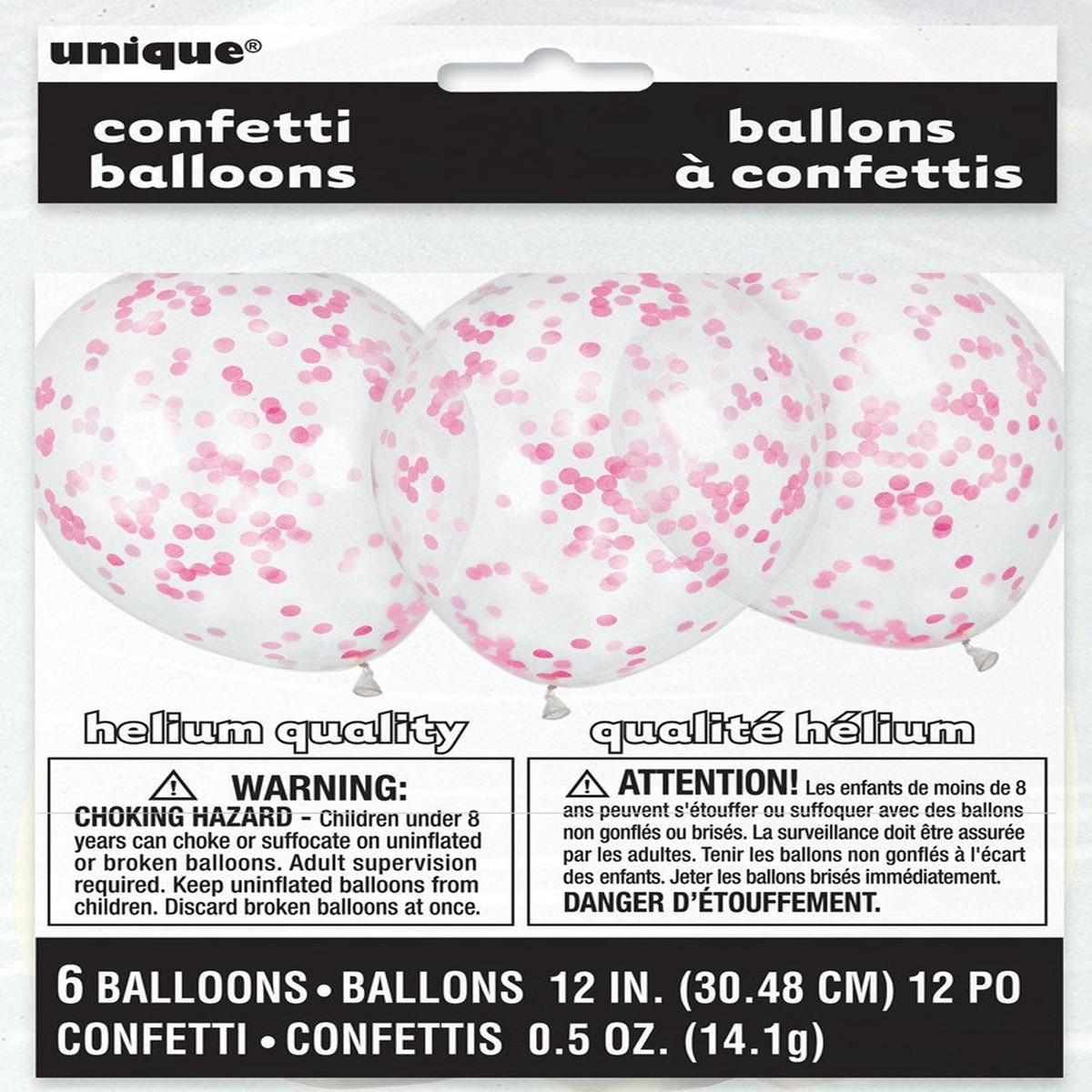 Confetti Balloon 12in 6ct – Hot Pink