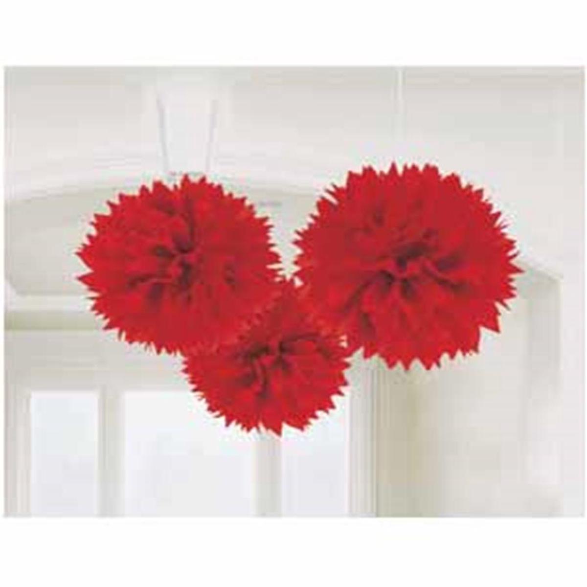 Fluffy Decoration Red 16in 3ct