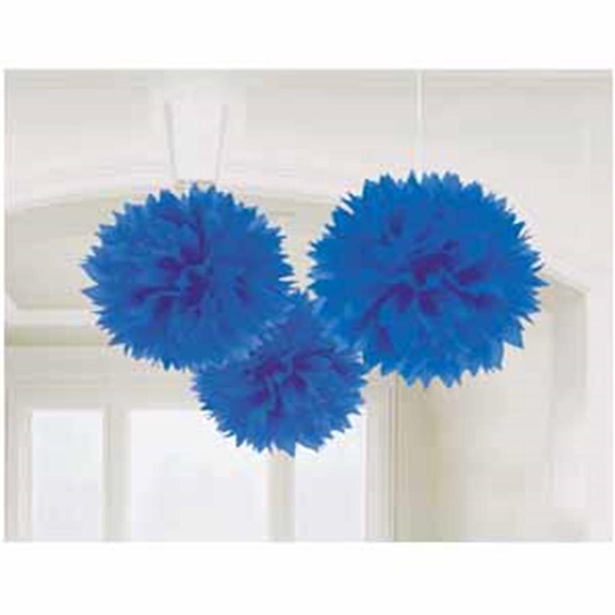 Fluffy Paper Decoration Bright Royal Blue 3ct