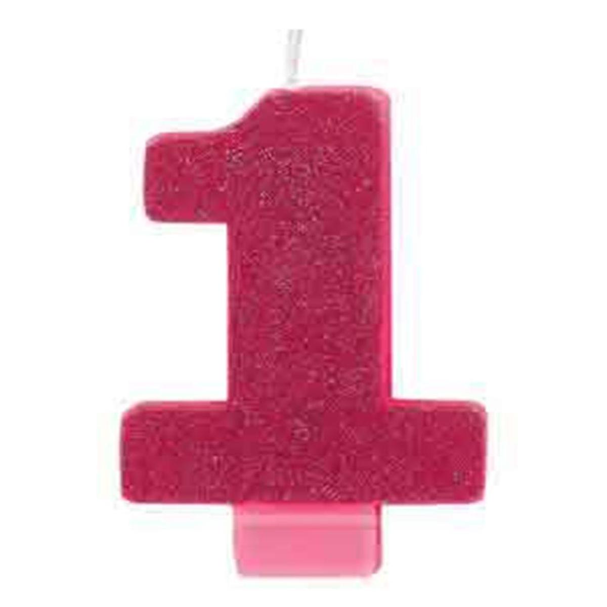 Gold 1st Birthday Candle 3.25in – Pink