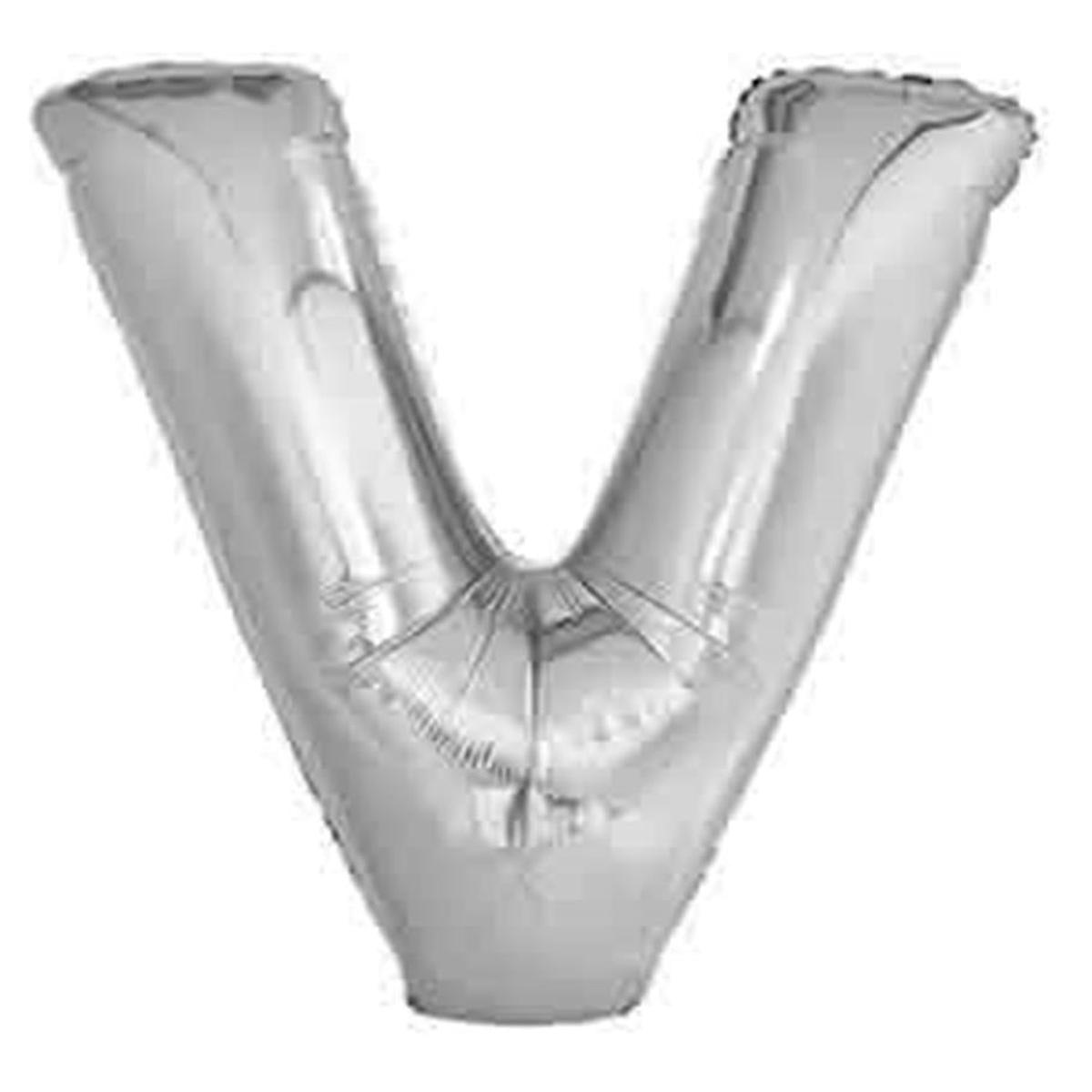 Jumbo Foil Letter Balloon 34 inch Silver V