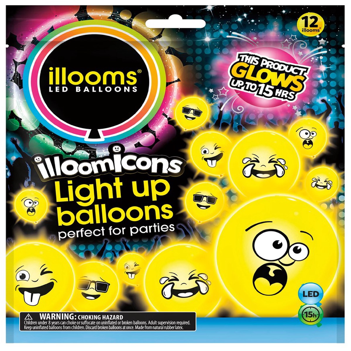 LED Balloon 12ct – Emoticon Funny Face
