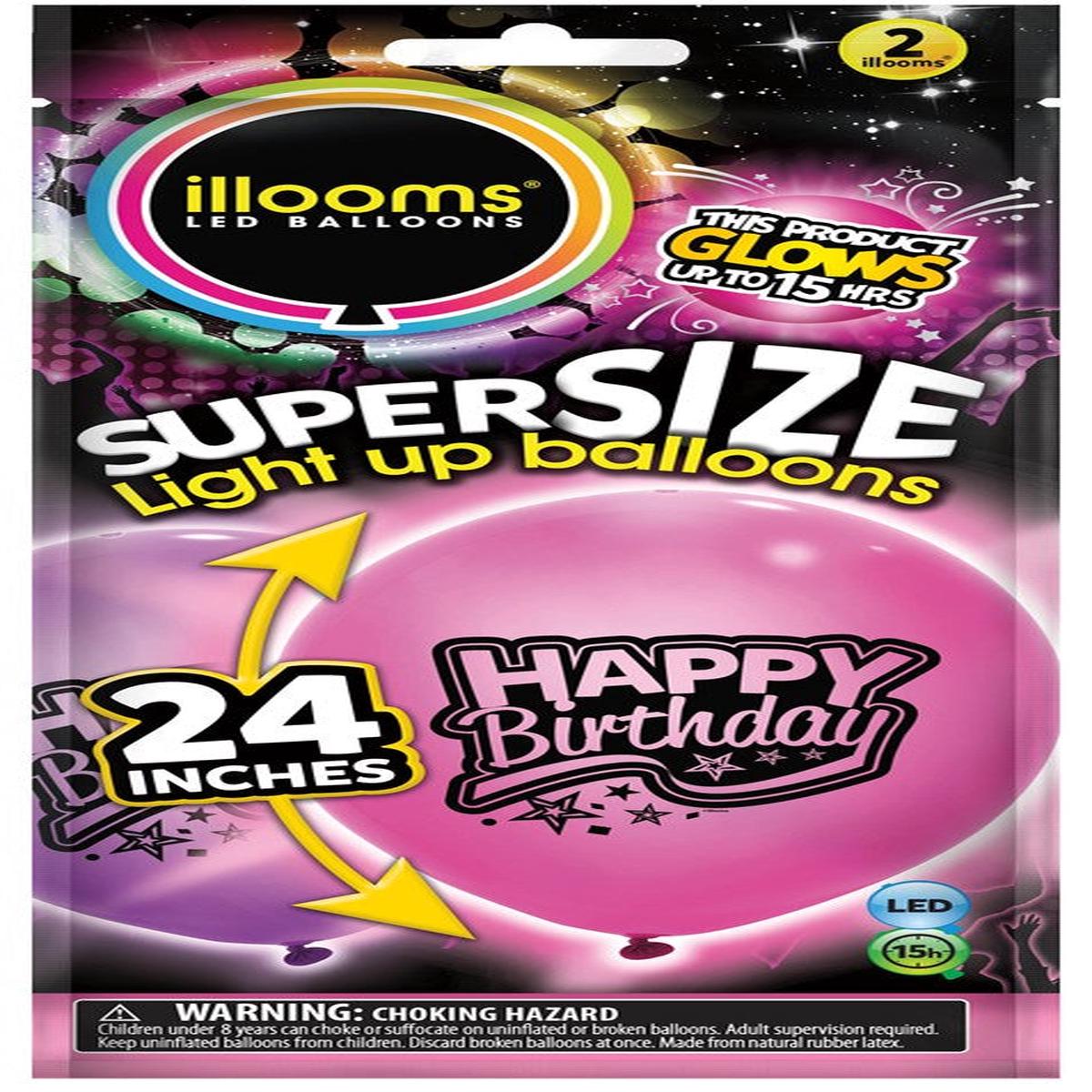 LED Balloon 24in 2ct – Pink Purple Bday